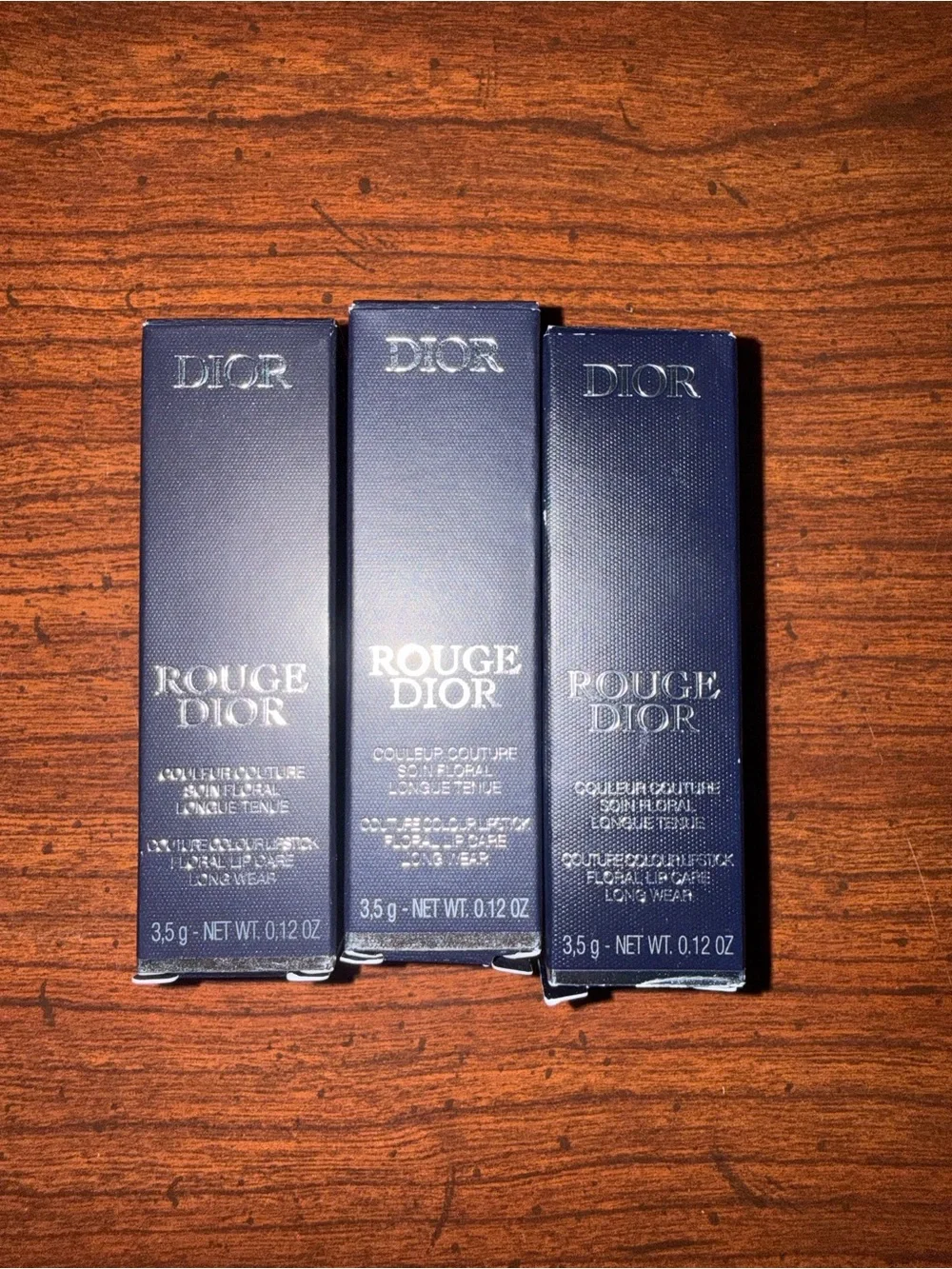 Dior Lipstick Trio — Coral, Orange-Red & True Red Shades